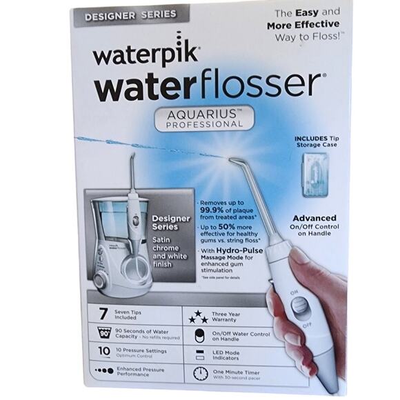 Waterpik Waterflosser Aquarius Professional Designer Series Satin Chrome & White - Picture 3 of 7
